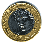 Аверс 1 реал Бразилии